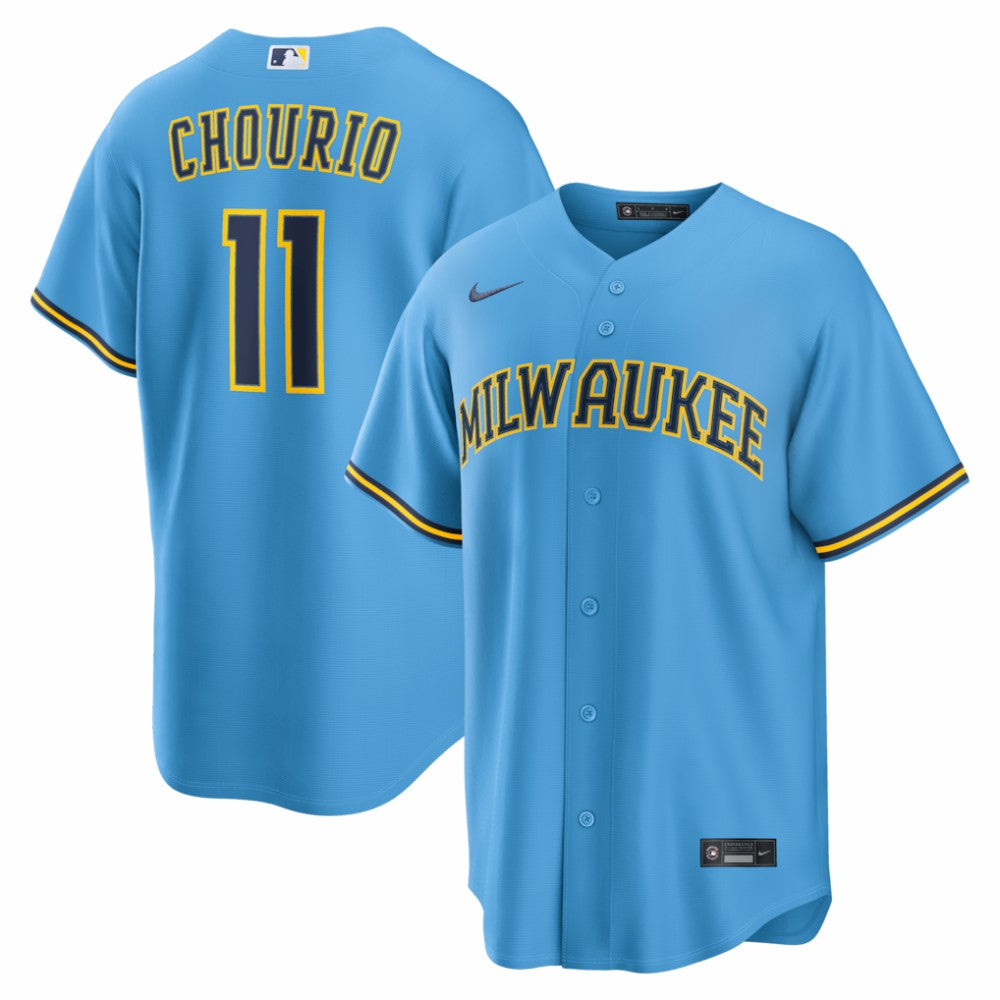 Jackson Chourio Milwaukee Brewers Nike Road Replica Jersey - Light Blue - Nike Lifestyle