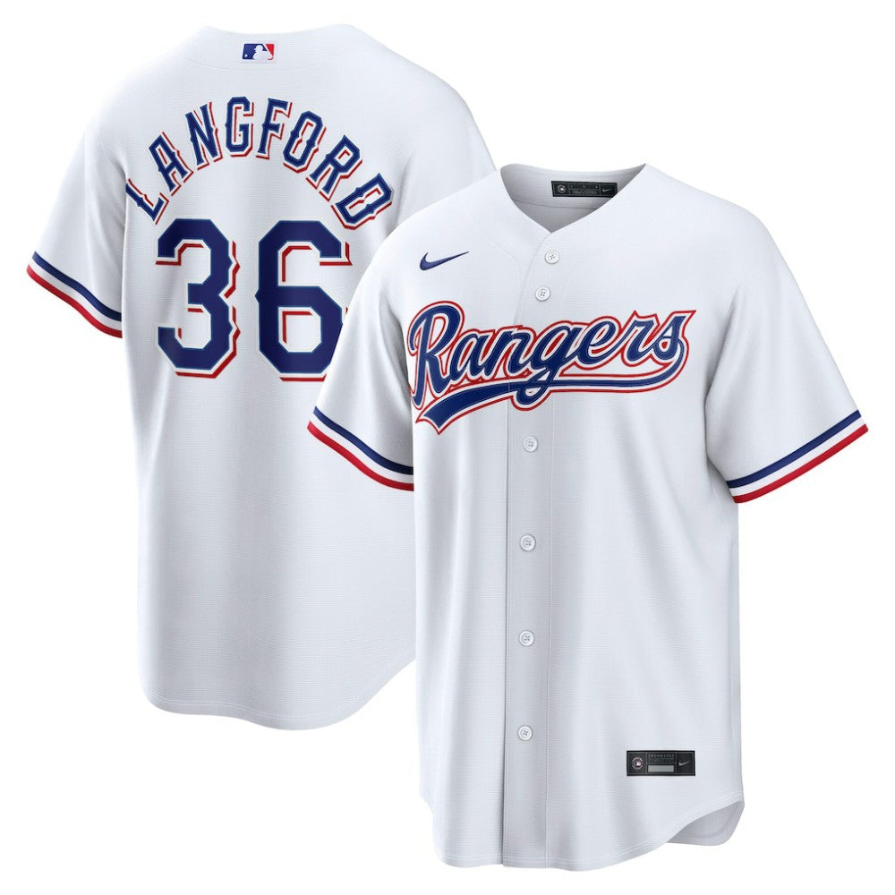 Wyatt Langford Texas Rangers Nike Home Replica Jersey - White - Nike Sale