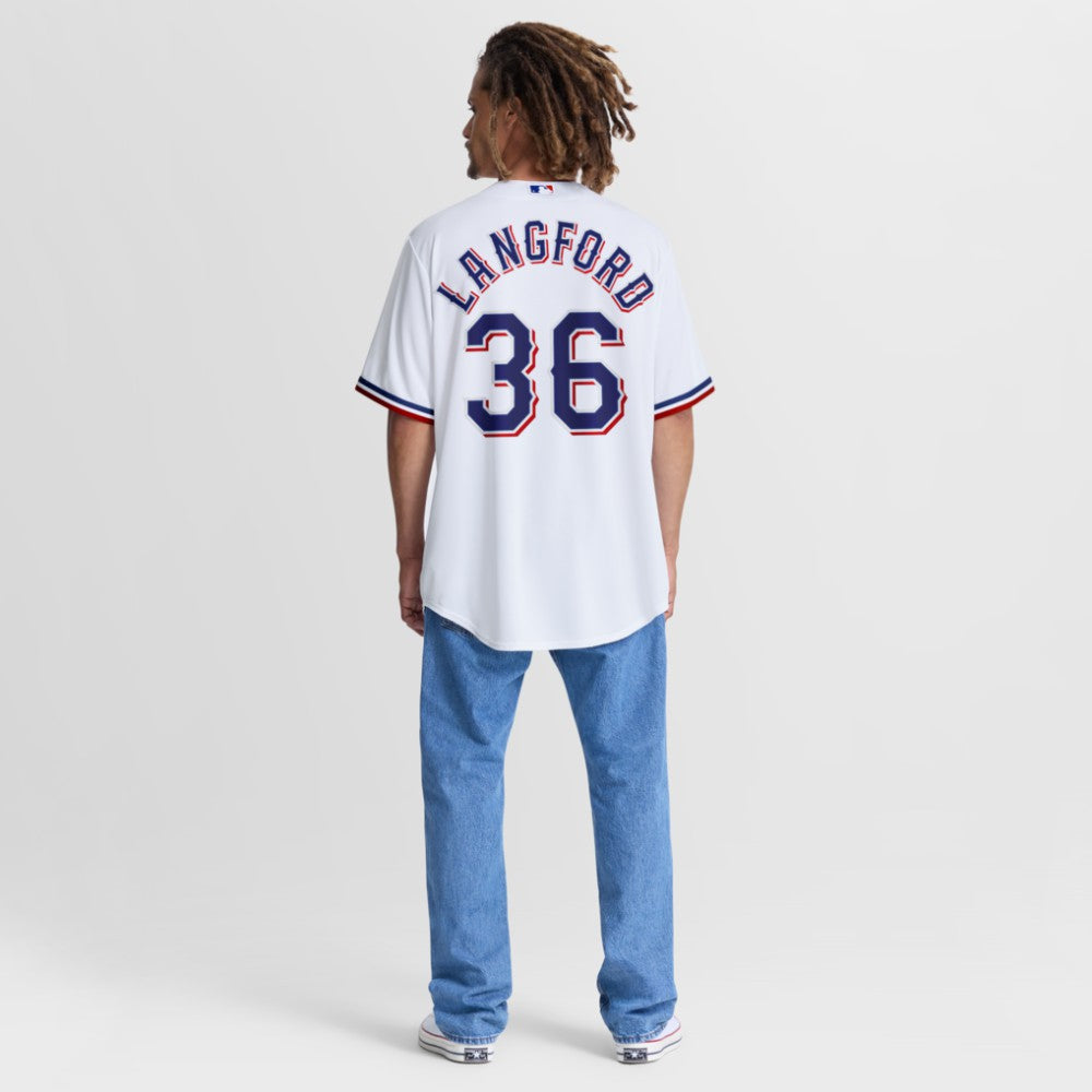 Wyatt Langford Texas Rangers Nike Home Replica Jersey - White - Nike Sale