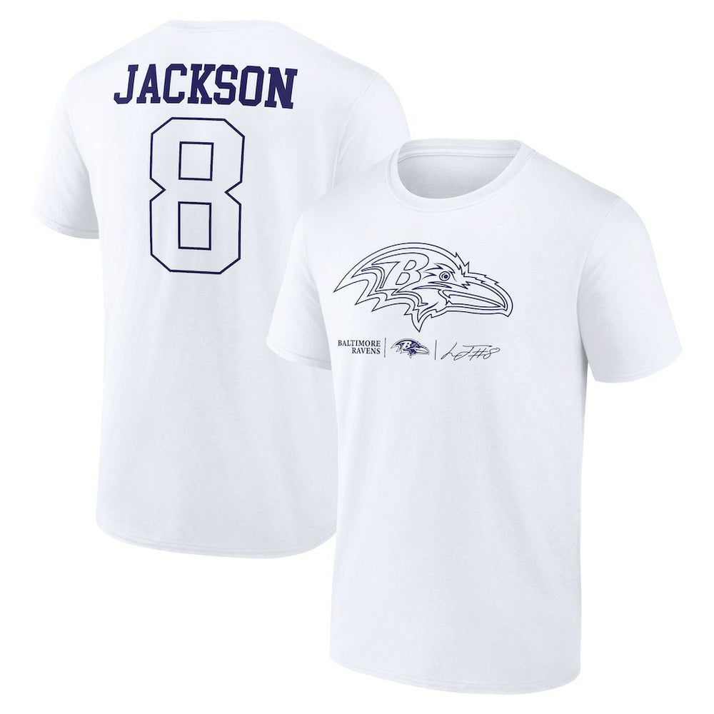 Lamar Jackson Baltimore Ravens Tonal Name & Number T-Shirt White