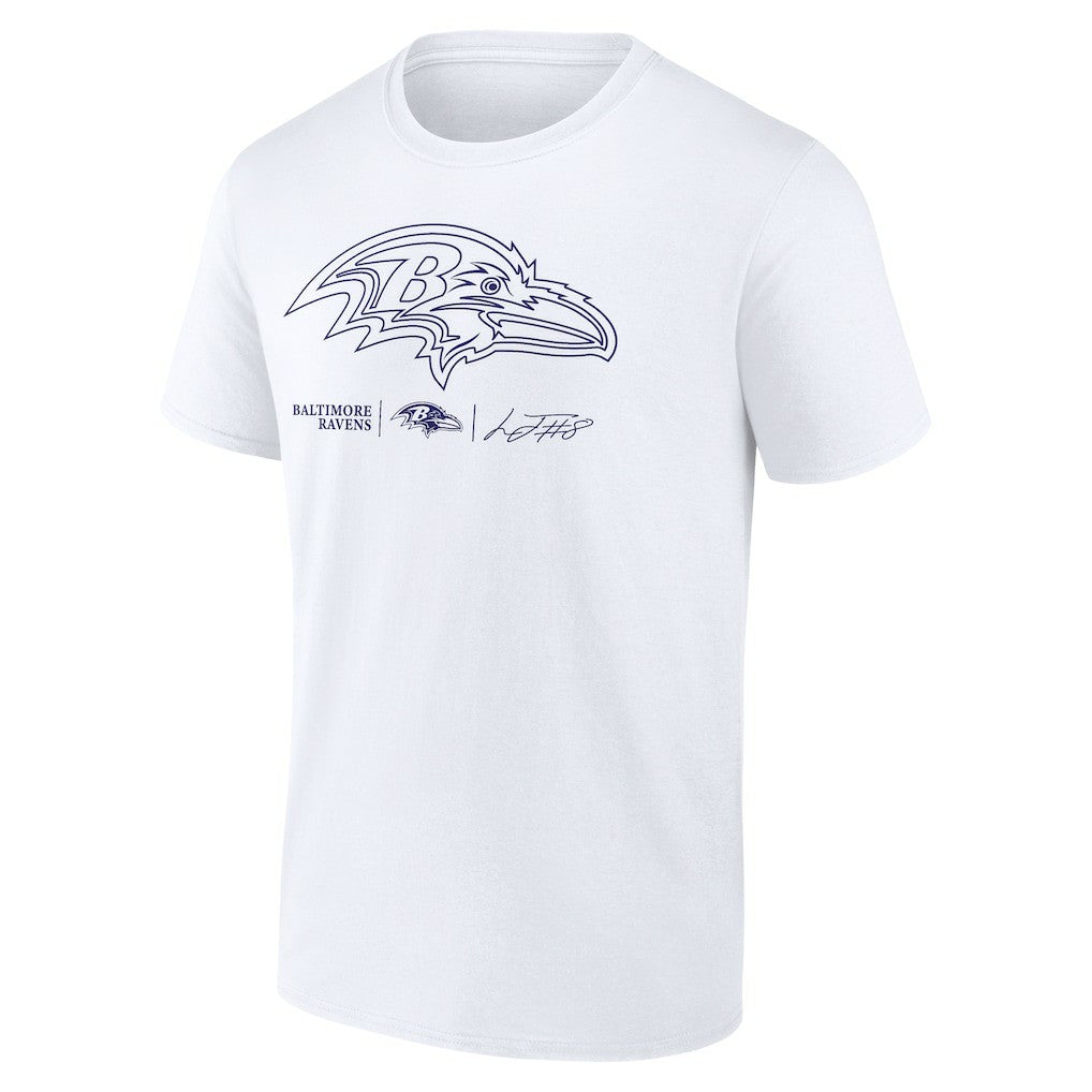 Lamar Jackson Baltimore Ravens Tonal Name & Number T-Shirt White