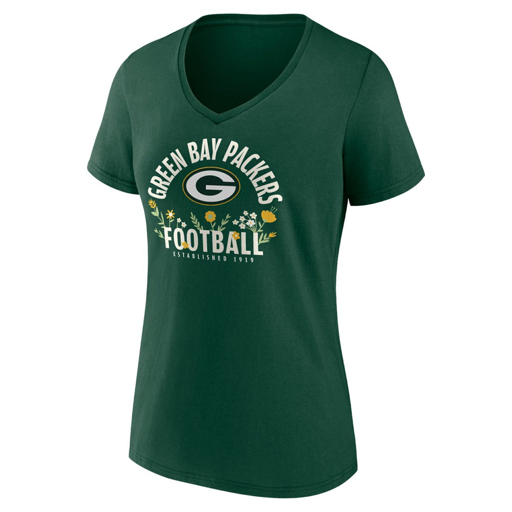 Jordan Love Green Bay Packers Women's Floral Name & Number V-Neck T-Shirt Green