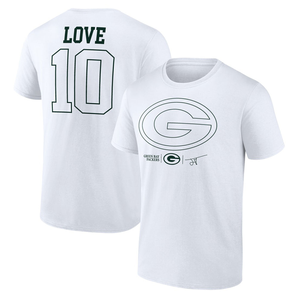 Jordan Love Green Bay Packers Tonal Name & Number T-Shirt White
