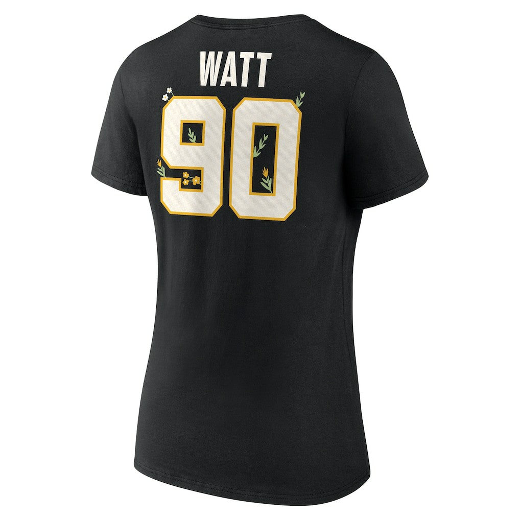 T.J. Watt Pittsburgh Steelers Women's Floral Name & Number V-Neck T-Shirt Black