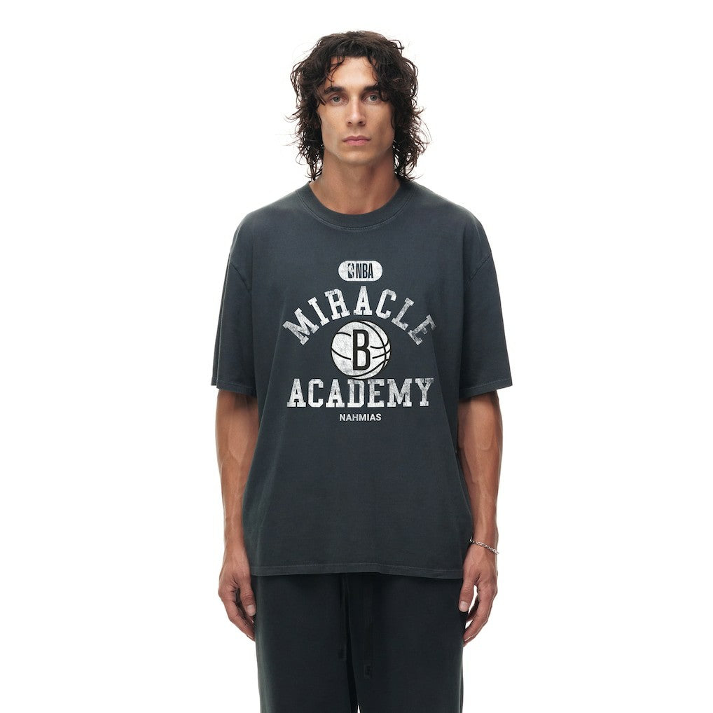 Brooklyn Nets Unisex Miracle Academy x NBA Collection Vintage Boxy T-shirt Heather Black