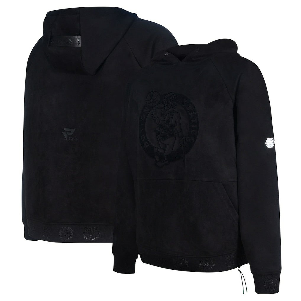 Boston Celtics Protege Eco-Friendly Functional Suede Fashion Tonal Hoodie Black