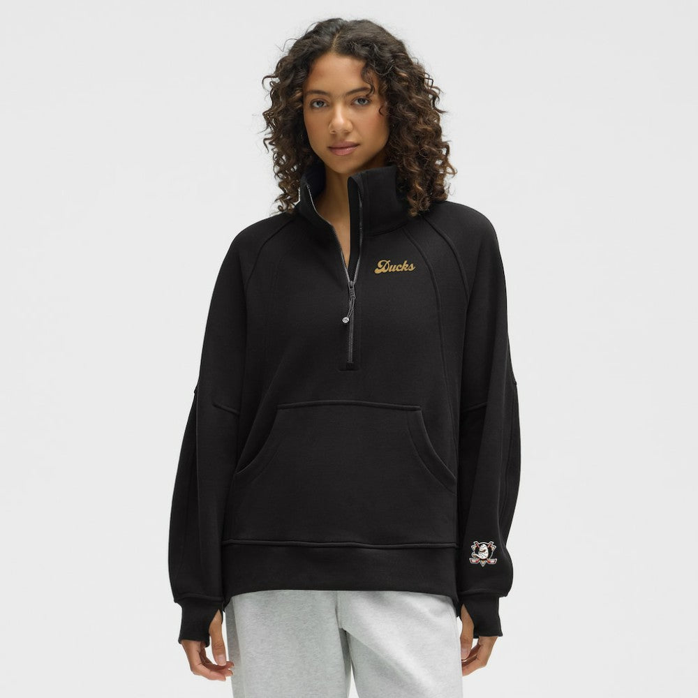 Anaheim Ducks lululemon Women's Long Scuba Oversized Half-Zip Funnel Neck - Black - NHL 203201160