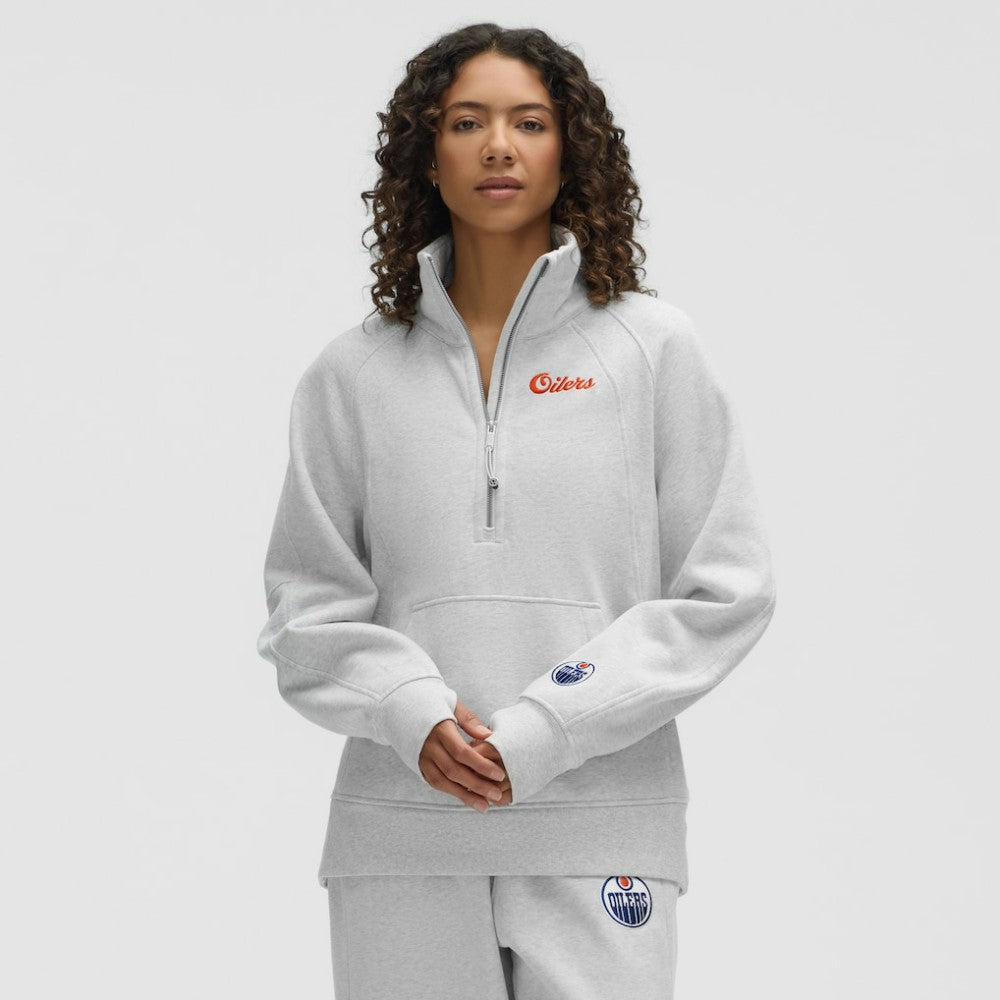 Edmonton Oilers lululemon Women's Long Scuba Oversized Half-Zip Funnel Neck - Heathered Core Ultra Light Grey - NHL 203201168