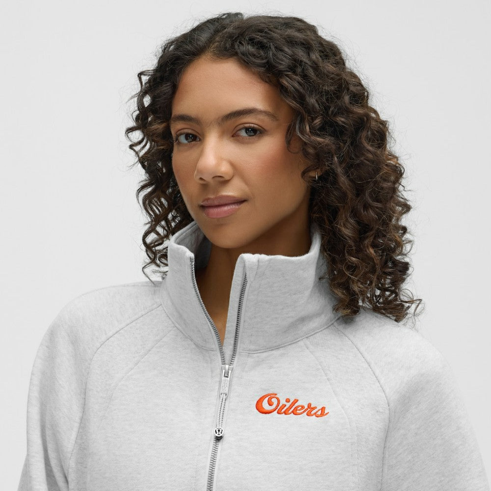 Edmonton Oilers lululemon Women's Long Scuba Oversized Half-Zip Funnel Neck - Heathered Core Ultra Light Grey - NHL 203201168