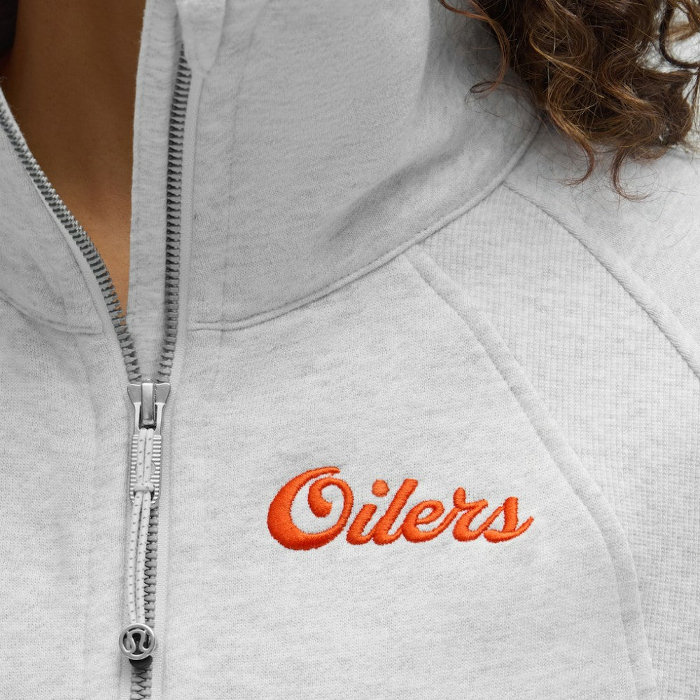 Edmonton Oilers lululemon Women's Long Scuba Oversized Half-Zip Funnel Neck - Heathered Core Ultra Light Grey - NHL 203201168