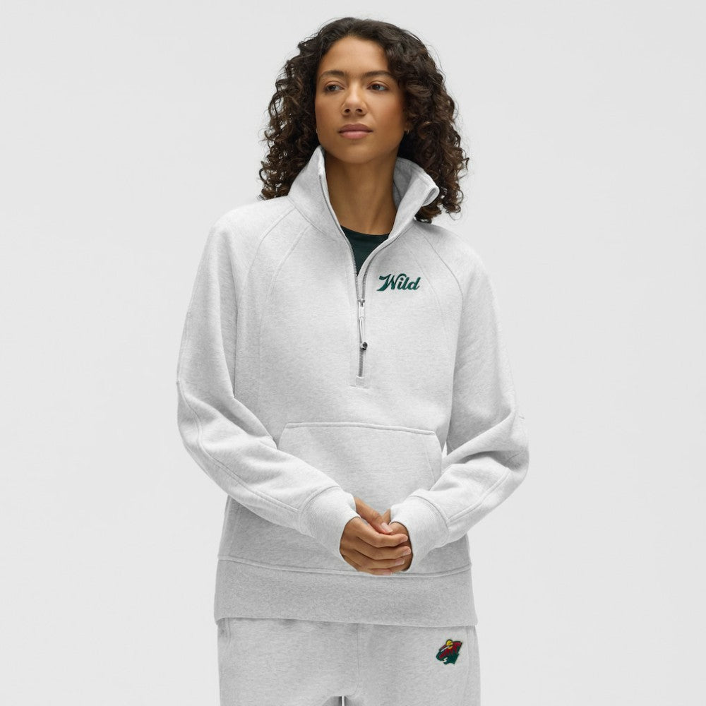 Minnesota Wild lululemon Women's Long Scuba Oversized Half-Zip Funnel Neck - Heathered Core Ultra Light Grey - NHL 203201175