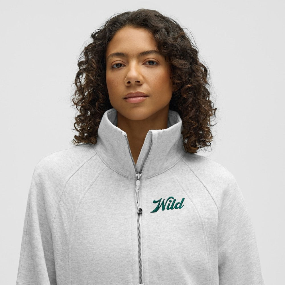 Minnesota Wild lululemon Women's Long Scuba Oversized Half-Zip Funnel Neck - Heathered Core Ultra Light Grey - NHL 203201175