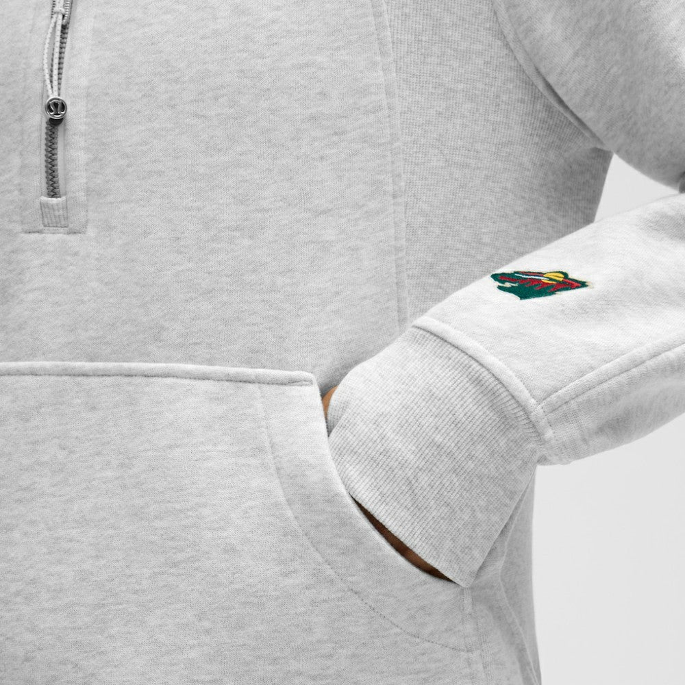 Minnesota Wild lululemon Women's Long Scuba Oversized Half-Zip Funnel Neck - Heathered Core Ultra Light Grey - NHL 203201175