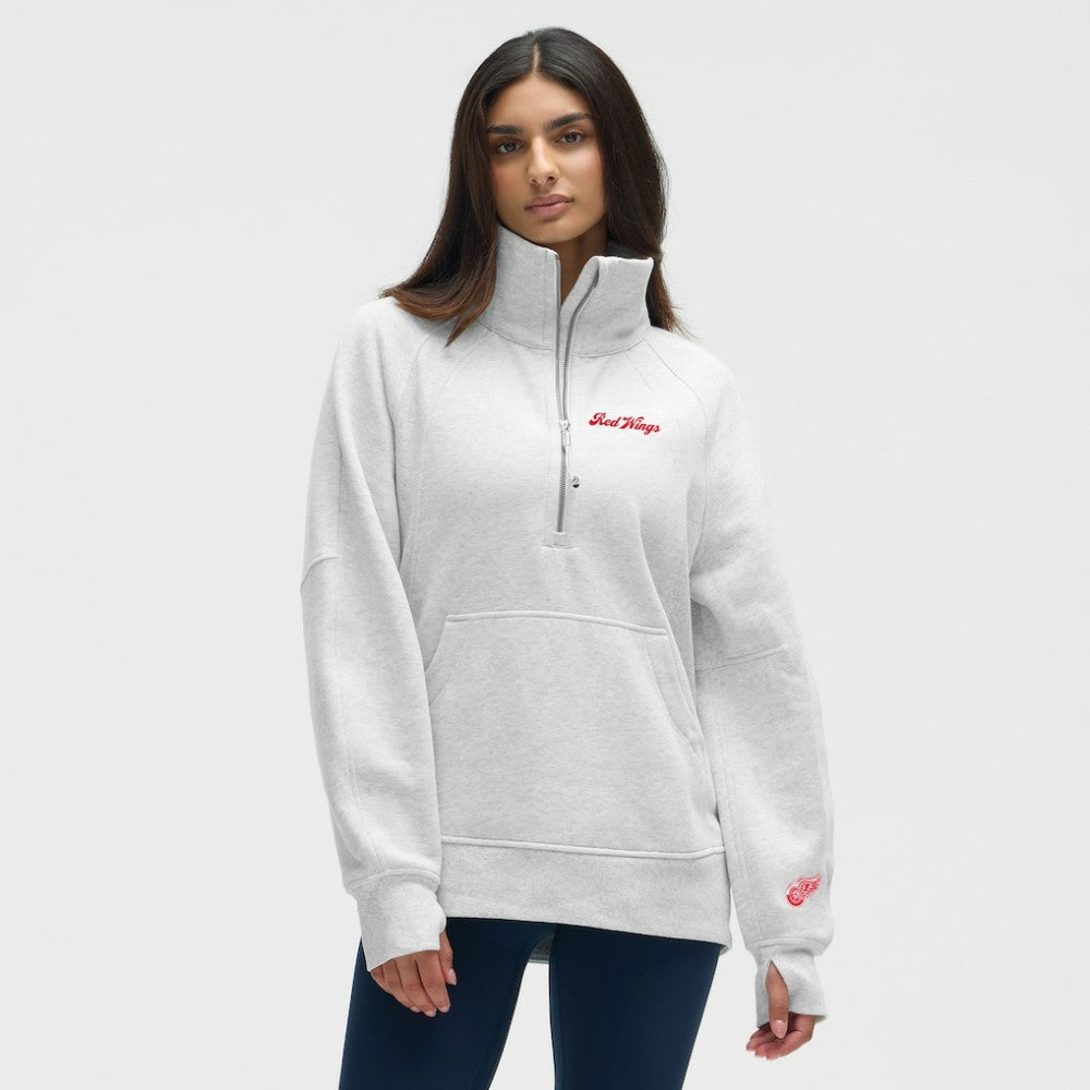 Detroit Red Wings lululemon Women's Long Scuba Oversized Half-Zip Funnel Neck - Heathered Core Ultra Light Grey - NHL 203201176