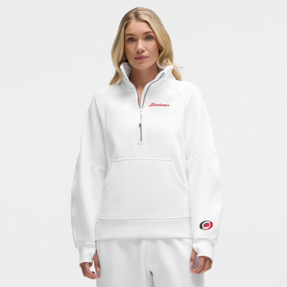 Carolina Hurricanes lululemon Women's Long Scuba Oversized Half-Zip Funnel Neck - White - NHL 203201179