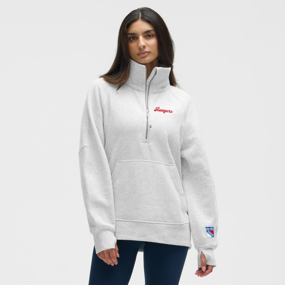 New York Rangers lululemon Women's Long Scuba Oversized Half-Zip Funnel Neck - Heathered Core Ultra Light Grey - NHL 203201184