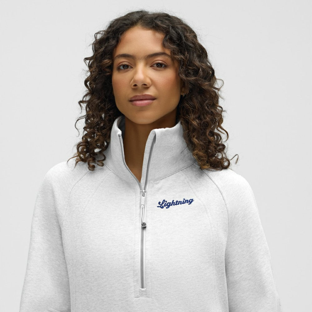 Tampa Bay Lightning lululemon Women's Long Scuba Oversized Half-Zip Funnel Neck - Heathered Core Ultra Light Grey - NHL 203201186