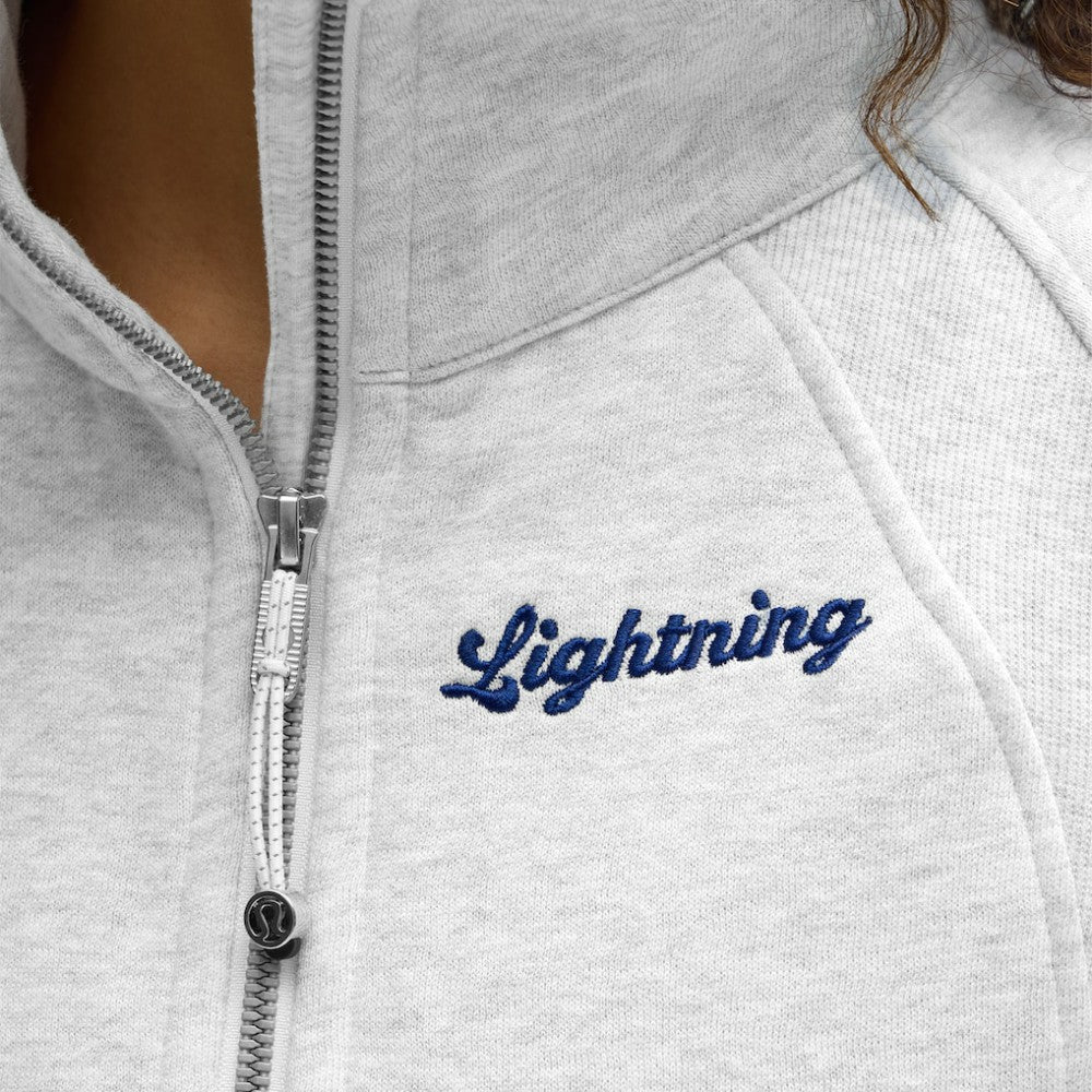 Tampa Bay Lightning lululemon Women's Long Scuba Oversized Half-Zip Funnel Neck - Heathered Core Ultra Light Grey - NHL 203201186