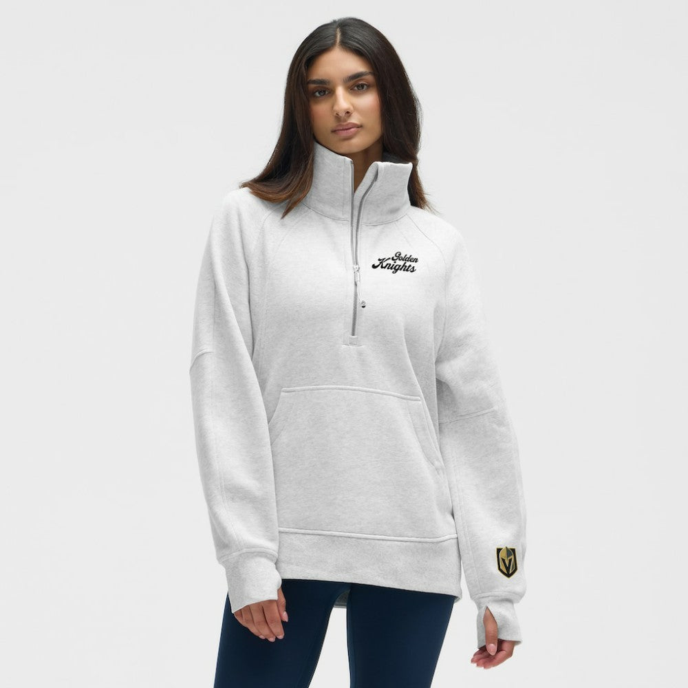 Vegas Golden Knights lululemon Women's Long Scuba Oversized Half-Zip Funnel Neck - Heathered Core Ultra Light Grey - NHL 203201189