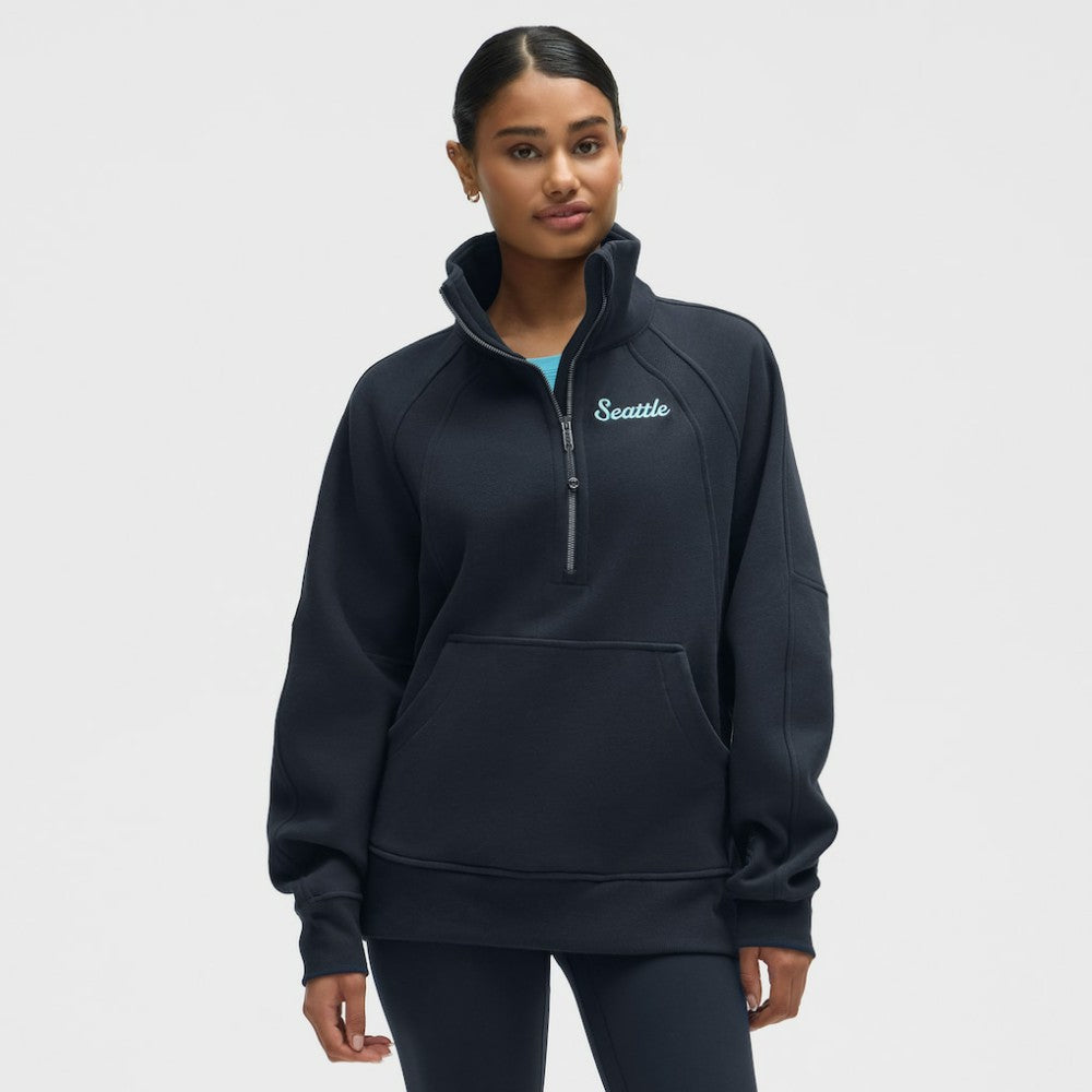 Seattle Kraken lululemon Women's Long Scuba Oversized Half-Zip Funnel Neck - True Navy - NHL 203201192