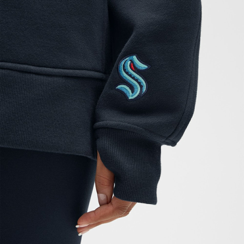 Seattle Kraken lululemon Women's Long Scuba Oversized Half-Zip Funnel Neck - True Navy - NHL 203201192