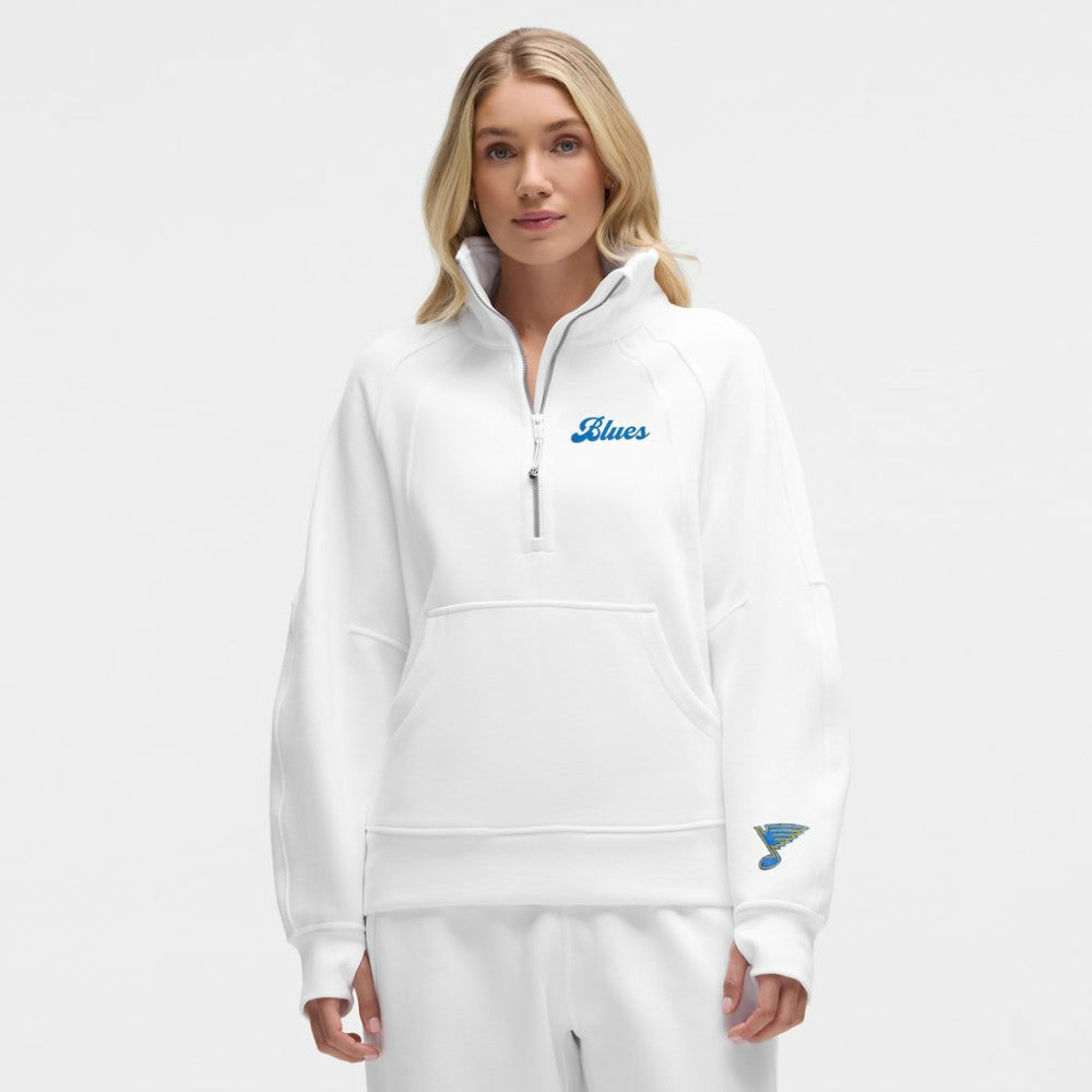 St. Louis Blues lululemon Women's Long Scuba Oversized Half-Zip Funnel Neck - White - NHL 203201197