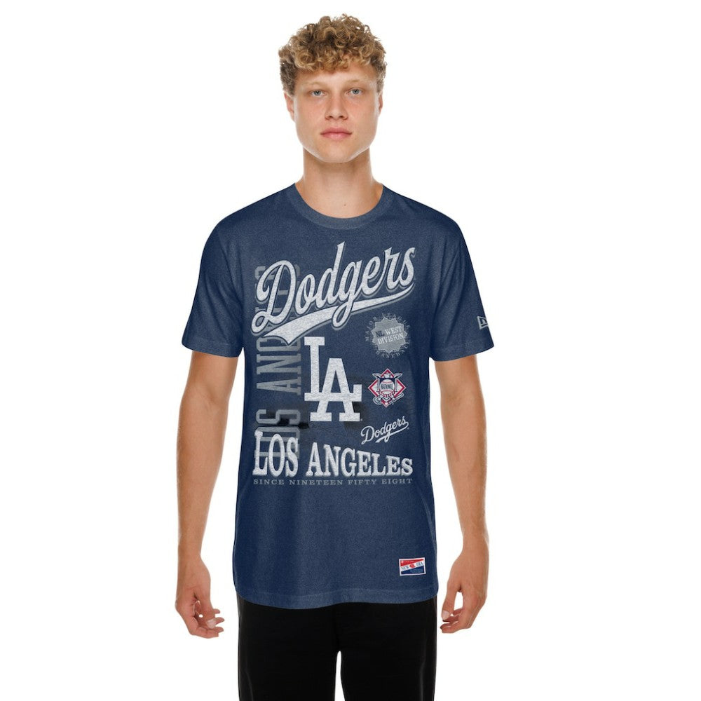 Los Angeles Dodgers New Era  Oversized Throwback Distressed T-Shirt - Navy - New Era Discount