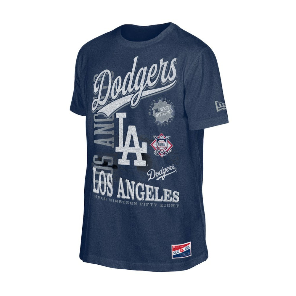 Los Angeles Dodgers New Era  Oversized Throwback Distressed T-Shirt - Navy - New Era Discount