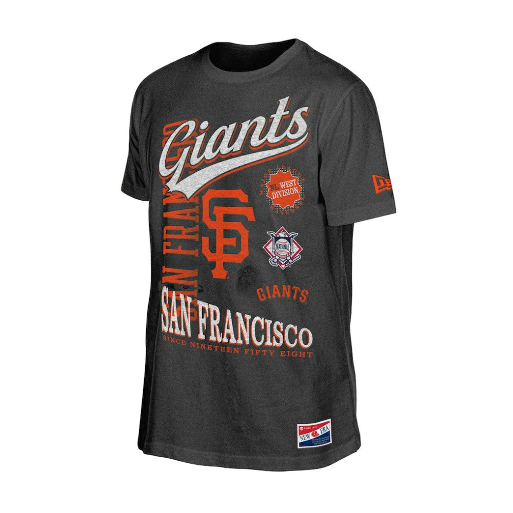 San Francisco Giants New Era  Oversized Throwback Distressed T-Shirt - Black - New Era Discount