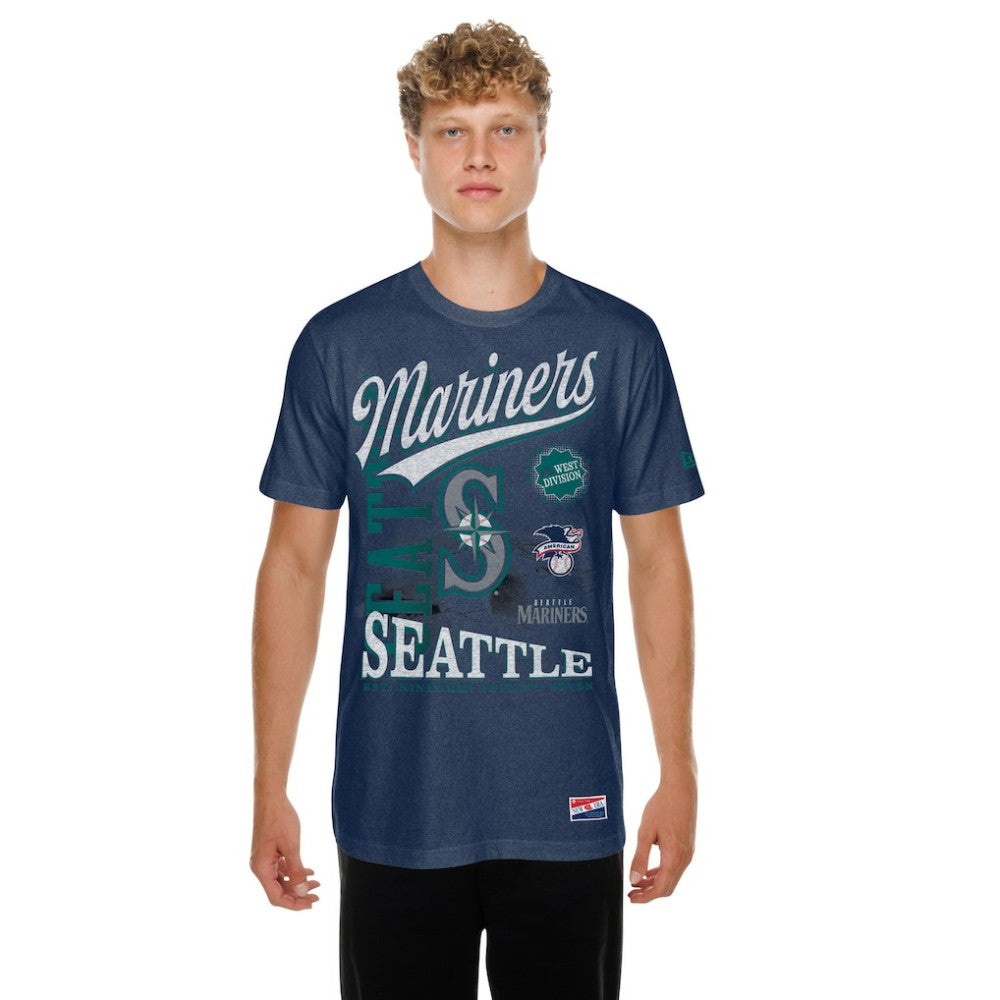 Seattle Mariners New Era  Oversized Throwback Distressed T-Shirt - Navy - New Era Discount