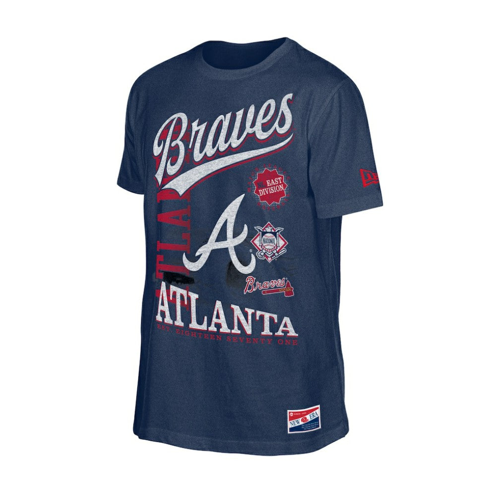 Atlanta Braves New Era  Oversized Throwback Distressed T-Shirt - Navy - New Era on Sale