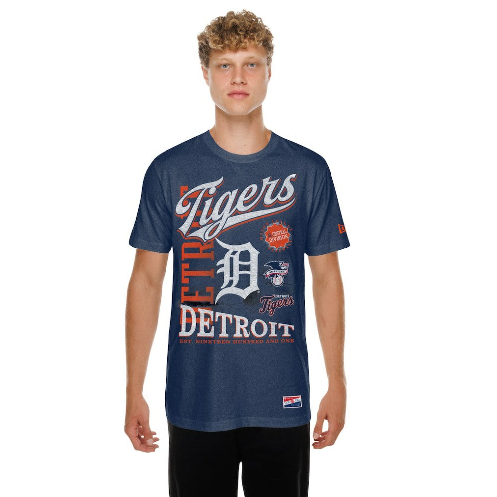 Detroit Tigers New Era  Oversized Throwback Distressed T-Shirt - Navy - New Era Lifestyle