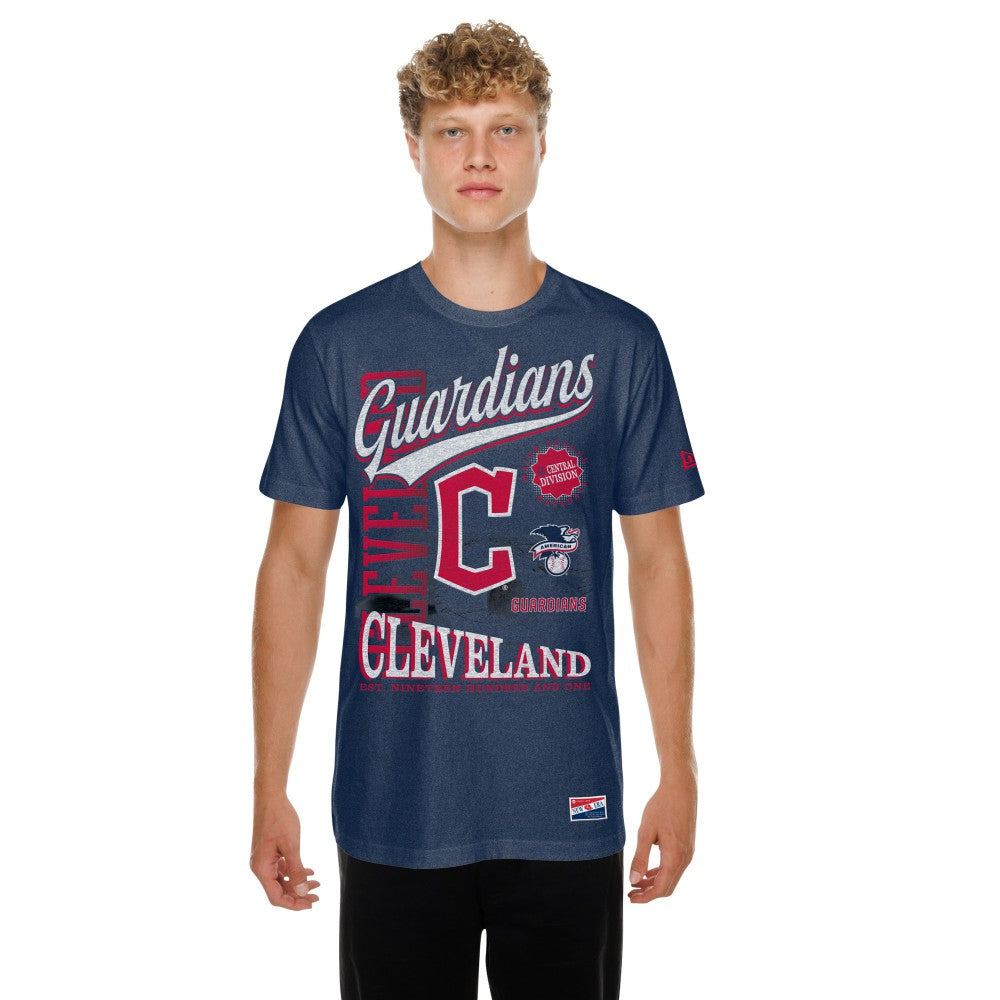 Cleveland Guardians New Era  Oversized Throwback Distressed T-Shirt - Navy - New Era Sale