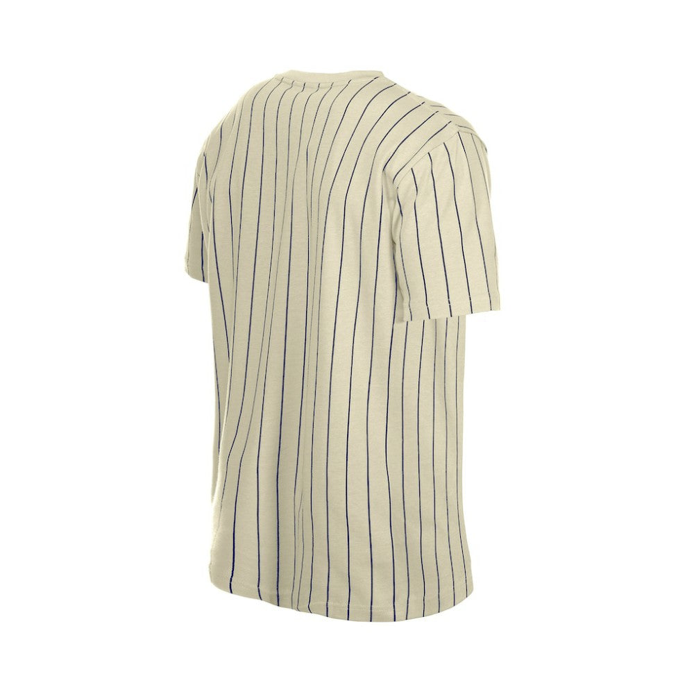 Los Angeles Dodgers New Era Throwback Meshback Pinstripe T-Shirt - Cream - New Era Sale