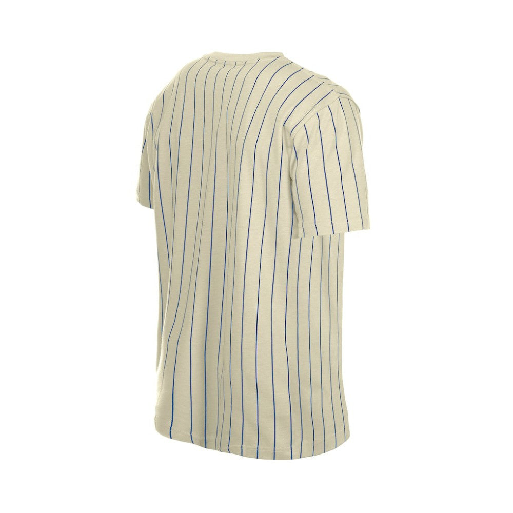 Atlanta Braves New Era Throwback Meshback Pinstripe T-Shirt - Cream - New Era Sale