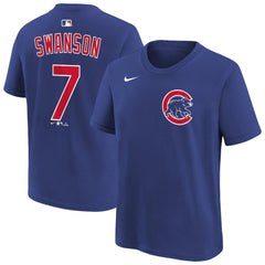 Dansby Swanson Chicago Cubs Nike Youth Name & Number T-Shirt - Royal - Nike Discount