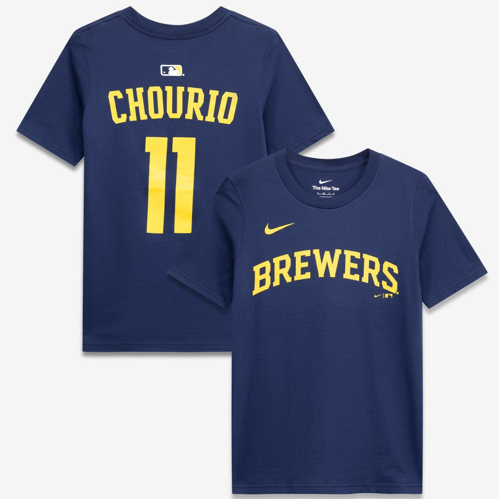 Jackson Chourio Milwaukee Brewers Nike Youth Name & Number T-Shirt - Navy - Nike Online