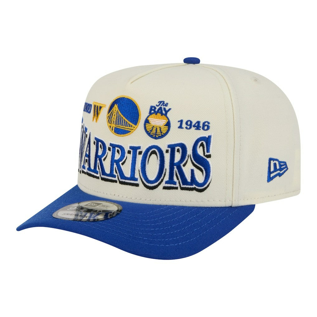 Golden State Warriors Stretched 2-Tone A-Frame 9FIFTY Adjustable Hat for sale Cream/Royal | New Era outlet