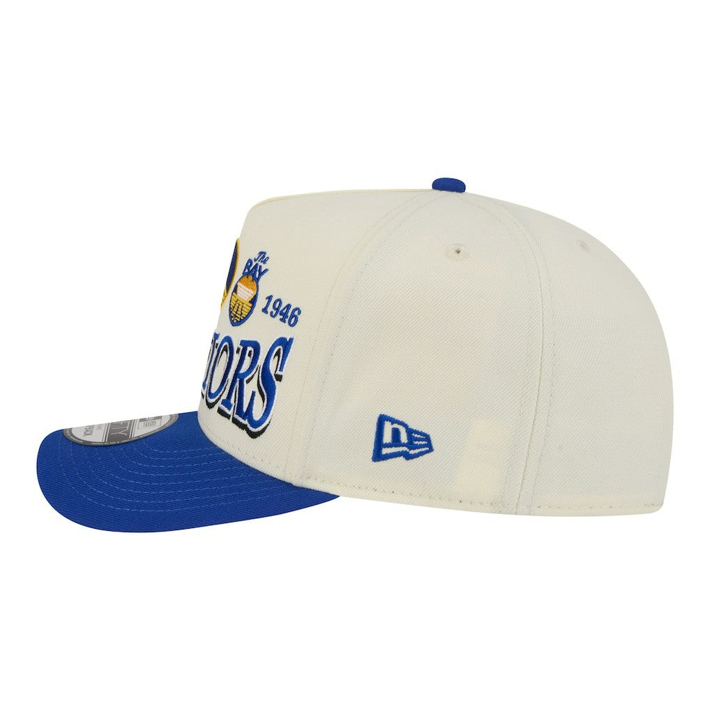 Golden State Warriors Stretched 2-Tone A-Frame 9FIFTY Adjustable Hat for sale Cream/Royal | New Era outlet