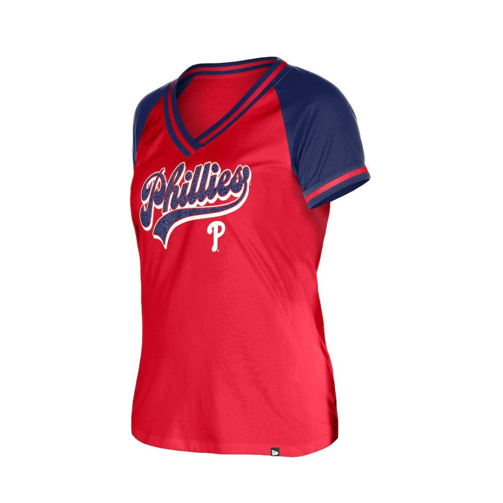 Philadelphia Phillies New Era Women's Gameday V-Neck T-Shirt - Red - New Era Lifestyle