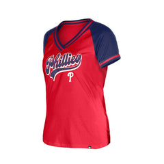 Philadelphia Phillies New Era Women's Gameday V-Neck T-Shirt - Red - New Era Lifestyle