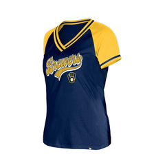 Milwaukee Brewers New Era Women's Gameday V-Neck T-Shirt - Navy - New Era Online