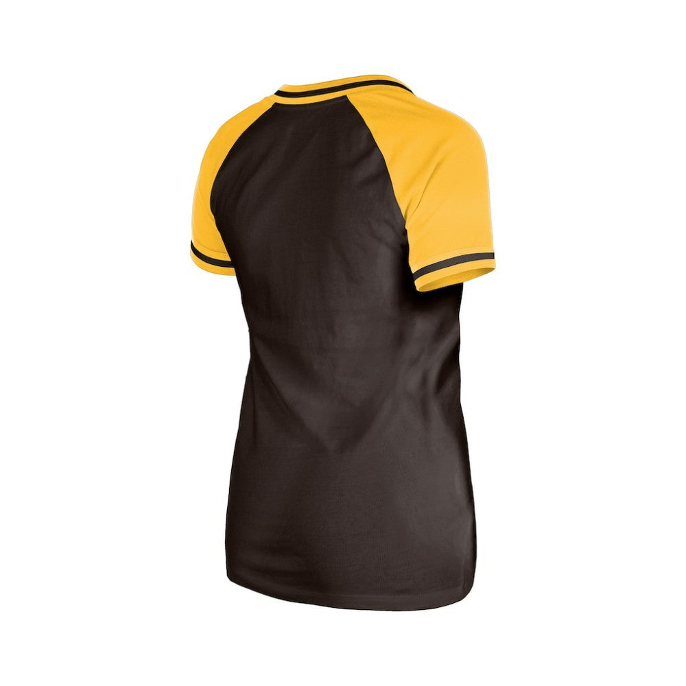 San Diego Padres New Era Women's Gameday V-Neck T-Shirt - Brown - New Era Lifestyle