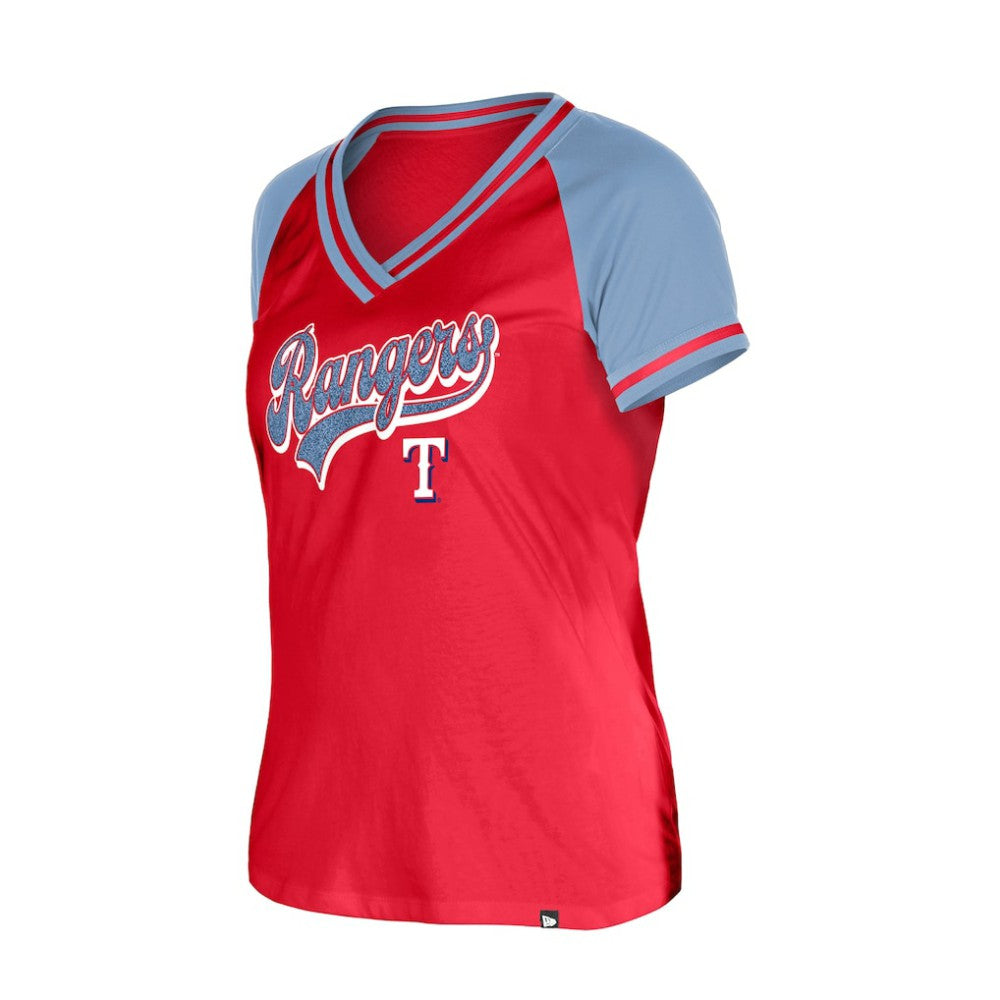Texas Rangers New Era Women's Gameday V-Neck T-Shirt - Red - New Era on Sale