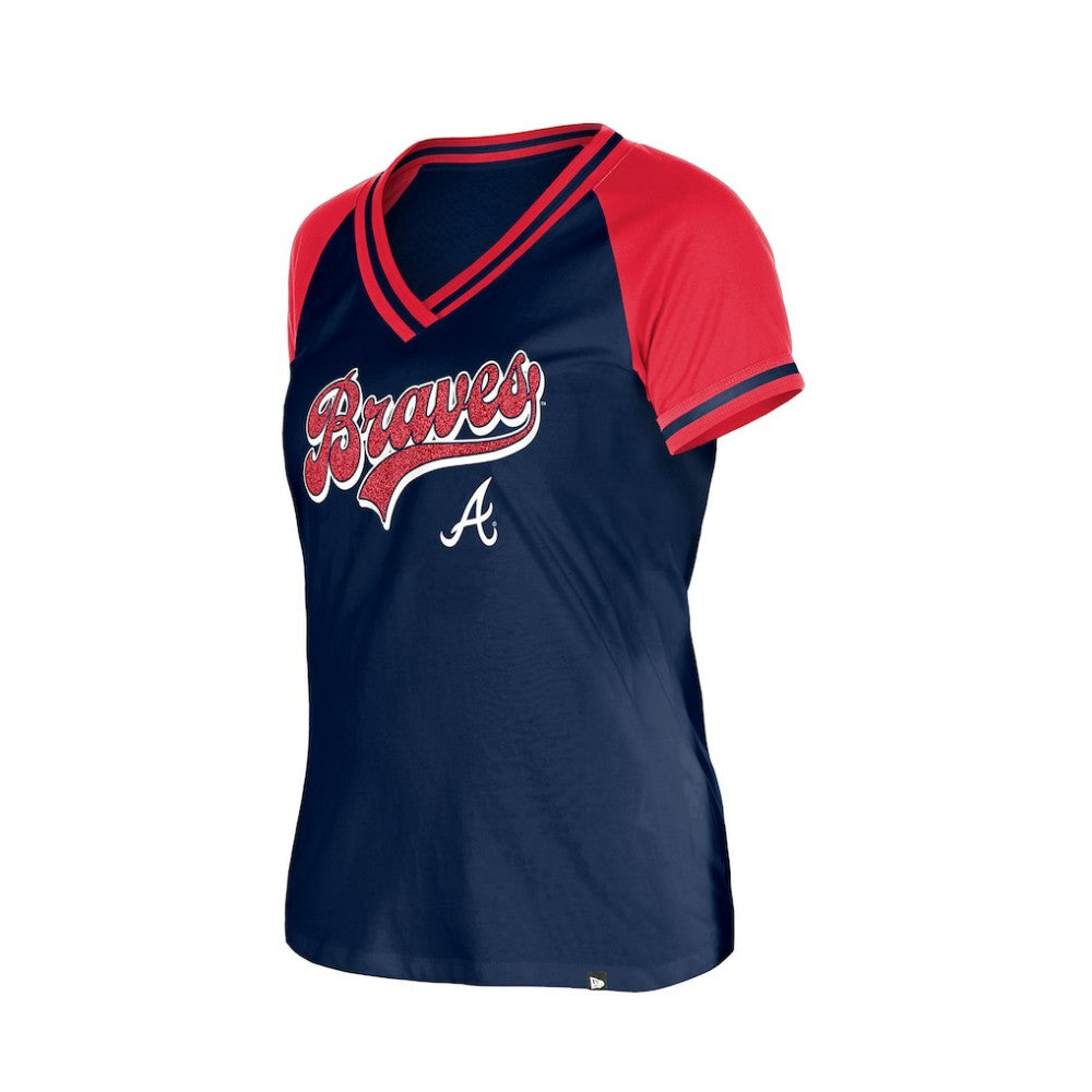 Atlanta Braves New Era Women's Gameday V-Neck T-Shirt - Navy - New Era Lifestyle