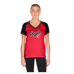 Cincinnati Reds New Era Women's Gameday V-Neck T-Shirt - Red - New Era Online