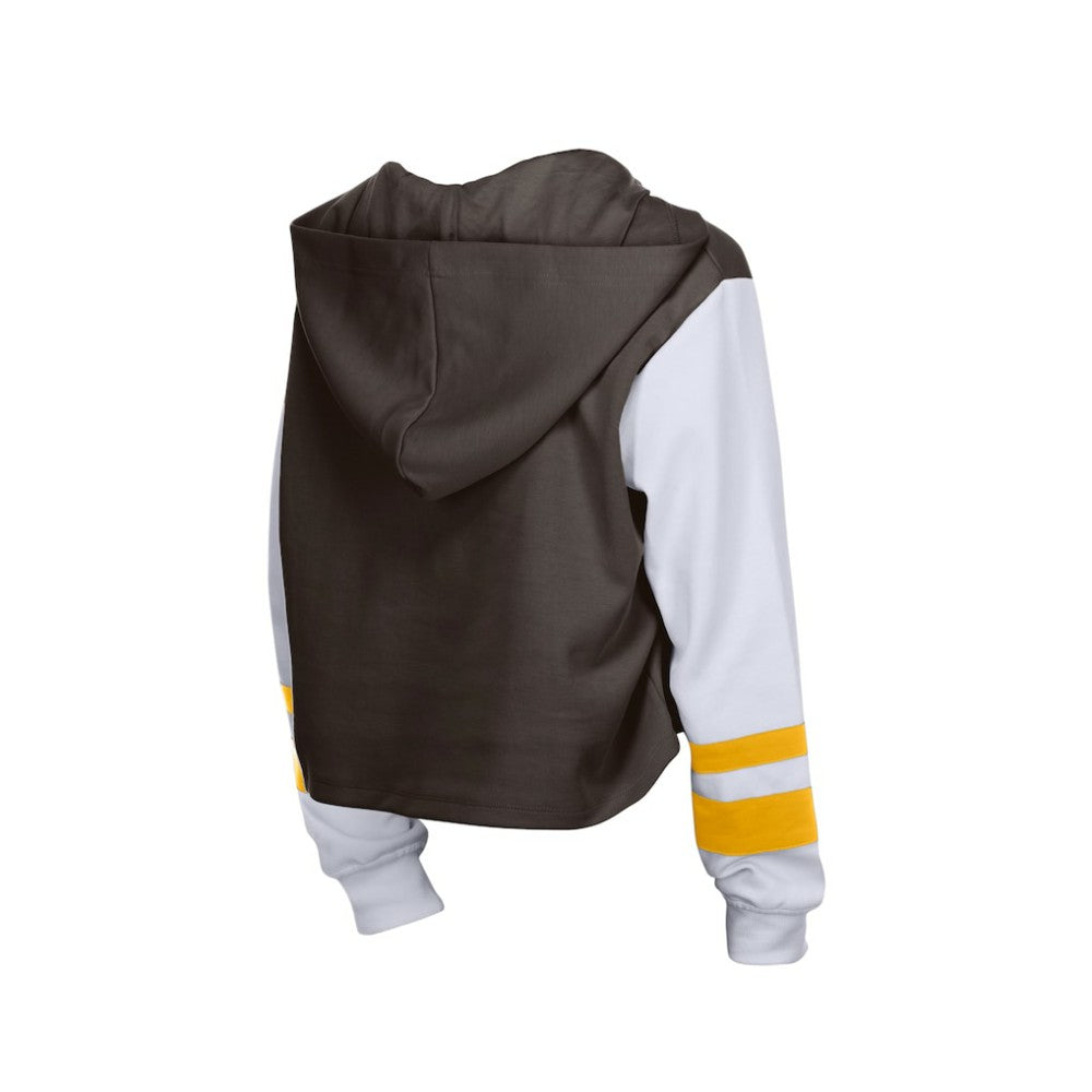San Diego Padres New Era Women's Boxy Lace-Up Hoodie - Brown - New Era Discount