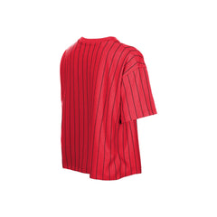 Cincinnati Reds New Era Women's Throwback Meshback Pinstripe Boxy T-Shirt - Red - New Era Lifestyle