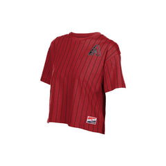 Arizona Diamondbacks New Era Women's Throwback Meshback Pinstripe Boxy T-Shirt - Red - New Era Sale