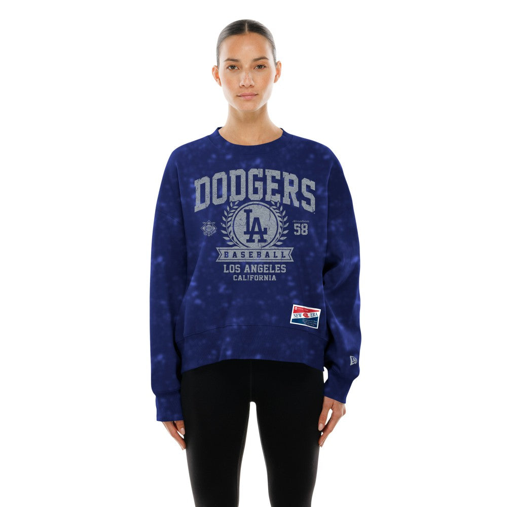 Los Angeles Dodgers New Era Women's Throwback Oversized Boxy Sweatshirt - Royal - New Era on Sale